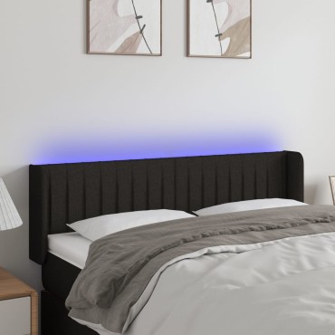 vidaXL Κεφαλάρι Κρεβατιού LED Μαύρο 147x16x78/88cm Υφασμάτινο 1 τεμ.