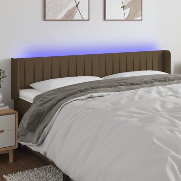 vidaXL Κεφαλάρι Κρεβατιού LED Σκούρο Καφέ 163x16x78/88cm Υφασμάτινο 1 τεμ.
