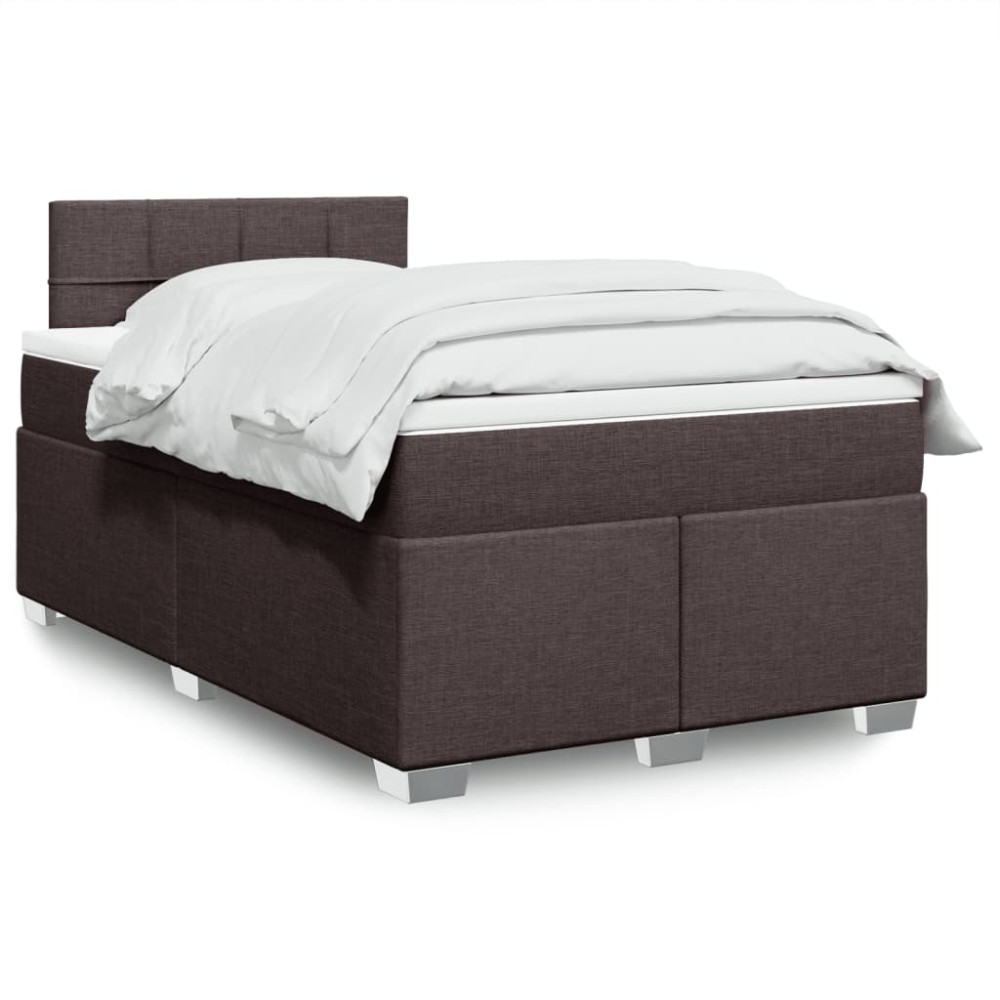 vidaXL Κρεβάτι Boxspring με Στρώμα Σκούρο Καφέ 120x200 εκ. Υφασμάτινο