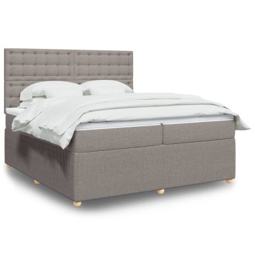 vidaXL Κρεβάτι Boxspring με Στρώμα Taupe 200x200cm Υφασμάτινο 1 τεμ. - Διπλό