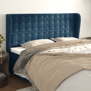 vidaXL Κεφαλάρι με Πτερύγια Σκούρο Μπλε 183x23x118/128cm Βελούδινο 1 τεμ.
