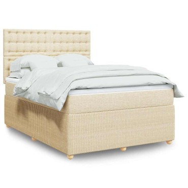 vidaXL Κρεβάτι Boxspring με Στρώμα Κρεμ 140x190 εκ. Υφασμάτινο