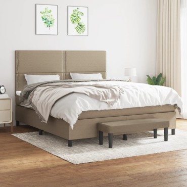 vidaXL Κρεβάτι Boxspring με Στρώμα Taupe 160x200cm Υφασμάτινο 1 τεμ. - Διπλό
