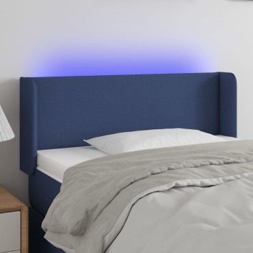 vidaXL Κεφαλάρι Κρεβατιού LED Μπλε 93x16x78/88cm Υφασμάτινο 1 τεμ.