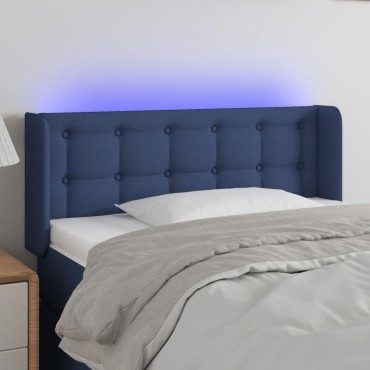 vidaXL Κεφαλάρι Κρεβατιού LED Μπλε 83x16x78/88cm Υφασμάτινο 1 τεμ.