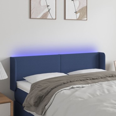 vidaXL Κεφαλάρι Κρεβατιού LED Μπλε 147x16x78/88cm Υφασμάτινο 1 τεμ.