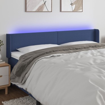 vidaXL Κεφαλάρι Κρεβατιού LED Μπλε 183x16x78/88cm Υφασμάτινο 1 τεμ.