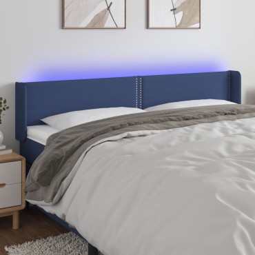 vidaXL Κεφαλάρι Κρεβατιού LED Μπλε 203x16x78/88cm Υφασμάτινο 1 τεμ.