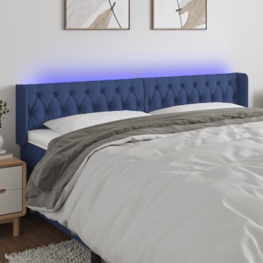 vidaXL Κεφαλάρι Κρεβατιού LED Μπλε 203x16x78/88cm Υφασμάτινο 1 τεμ.