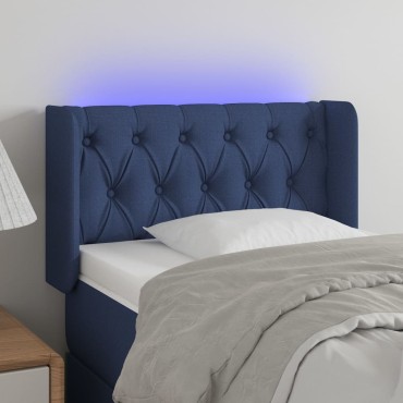 vidaXL Κεφαλάρι Κρεβατιού LED Μπλε 83x16x78/88cm Υφασμάτινο 1 τεμ.