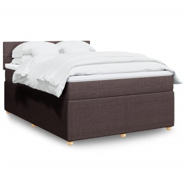 vidaXL Κρεβάτι Boxspring με Στρώμα Σκούρο Καφέ 160x200 εκ Υφασμάτινο