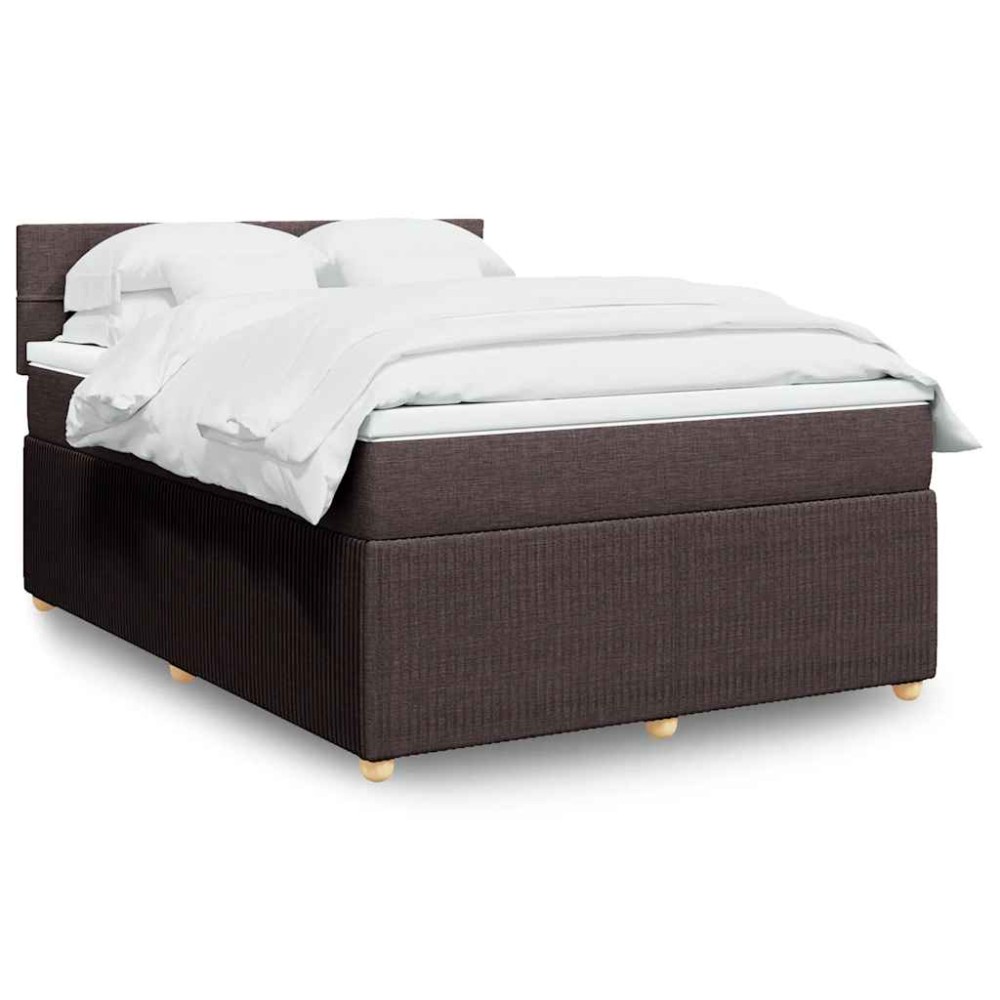 vidaXL Κρεβάτι Boxspring με Στρώμα Σκούρο Καφέ 160x200 εκ Υφασμάτινο