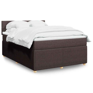 vidaXL Κρεβάτι Boxspring με Στρώμα Σκούρο Καφέ 160x200 εκ Υφασμάτινο