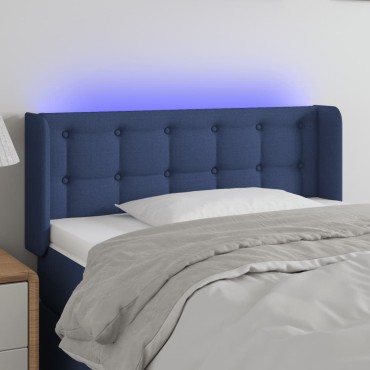 vidaXL Κεφαλάρι Κρεβατιού LED Μπλε 93x16x78/88cm Υφασμάτινο 1 τεμ.