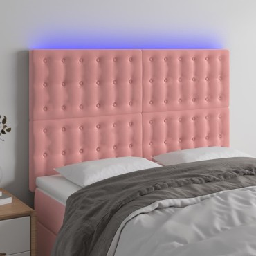 vidaXL Κεφαλάρι Κρεβατιού LED Ροζ 144x5x118/128cm Βελούδινο 1 τεμ.