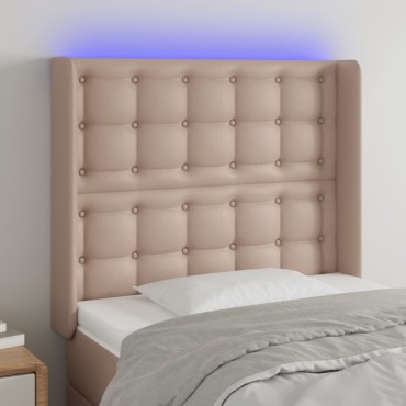 vidaXL Κεφαλάρι Κρεβατιού LED Καπουτσίνο 93x16x118/128 εκ 1 τεμ.