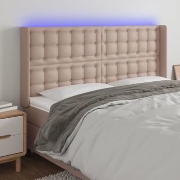 vidaXL Κεφαλάρι Κρεβατιού LED Καπουτσίνο 183x16x118/128 εκ 1 τεμ.
