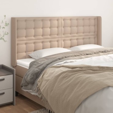 vidaXL Κεφαλάρι με Πτερύγια Καπουτσίνο 183x16x118/128cm Συνθ. Δέρμα 1 τεμ.