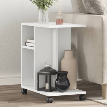 vidaXL Βοηθητικό Τραπέζι με Ρόδες Λευκό 50x30x55cm Επεξεργ. Ξύλο 1 τεμ.