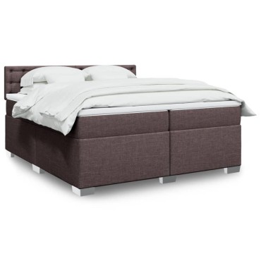 vidaXL Κρεβάτι Boxspring με Στρώμα Σκούρο Καφέ 200x200 εκ. Υφασμάτινο