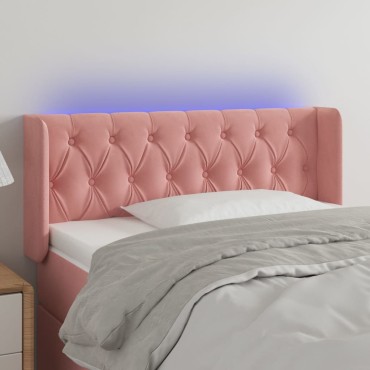 vidaXL Κεφαλάρι Κρεβατιού LED Ροζ 103x16x78/88cm Βελούδινο 1 τεμ.