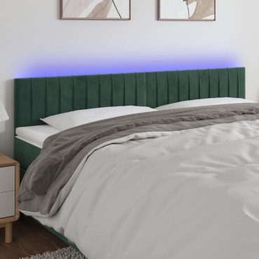 vidaXL Κεφαλάρι Κρεβατιού LED Σκούρο Πράσινο 160x5x78/88cm Βελούδινο 1 τεμ.