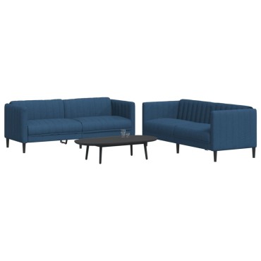 vidaXL Σετ Σαλονιού 2 τεμ. Μπλε Υφασμάτινο 176x76,5x74,5cm  Διθέσιος Τριθέσιος