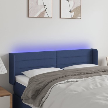 vidaXL Κεφαλάρι Κρεβατιού LED Μπλε 147x16x78/88cm Υφασμάτινο 1 τεμ.