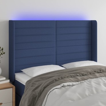 vidaXL Κεφαλάρι Κρεβατιού LED Μπλε 147x16x118/128cm Υφασμάτινο 1 τεμ.