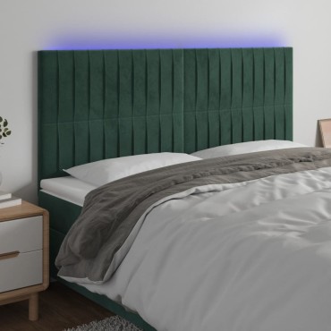 vidaXL Κεφαλάρι Κρεβατιού LED Σκούρο Πράσινο 160x5x118/128cm 1 τεμ.
