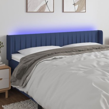 vidaXL Κεφαλάρι Κρεβατιού LED Μπλε 163x16x78/88cm Υφασμάτινο 1 τεμ.