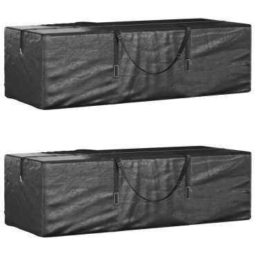 vidaXL Τσάντες Αποθ. Μαξιλαριών 2 τεμ. Μαύρες 135x40x55cm Πολυαιθυλένιο