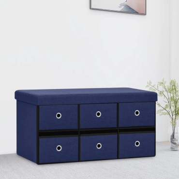 vidaXL Πάγκος Αποθήκευσης Πτυσσόμενος Μπλε 76x38x38cm Συνθετικό Λινό 1 τεμ.