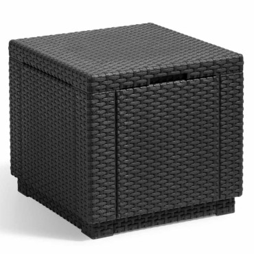 Keter Σκαμπό με Αποθηκευτικό Χώρο Cube Χρώμα Γραφίτης 42x42x39cm