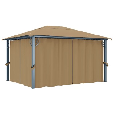 vidaXL Κιόσκι με Κουρτίνα Taupe 400 x 300 εκ. Αλουμινίου