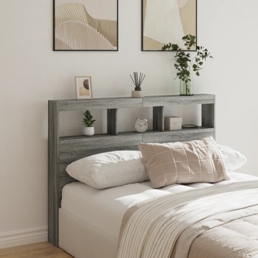 vidaXL Κεφαλάρι με Αποθηκ. Χώρο & LED Γκρι Sonoma 140x17x102cm 1 τεμ.