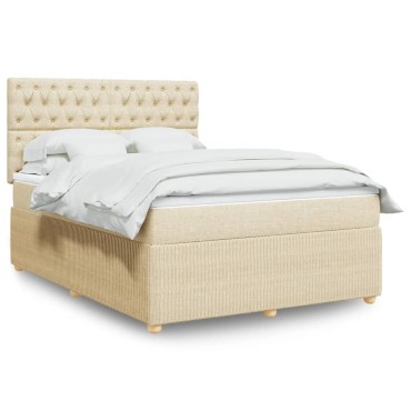 vidaXL Κρεβάτι Boxspring με Στρώμα Κρεμ 160x200 εκ. Υφασμάτινο