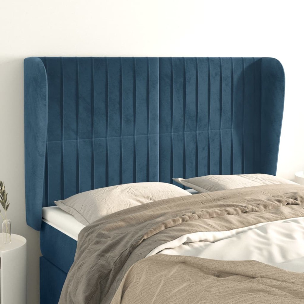 vidaXL Κεφαλάρι με Πτερύγια Σκούρο Μπλε 147x23x118/128cmΒελούδινο 1 τεμ.