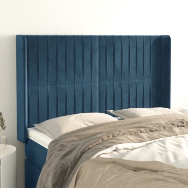 vidaXL Κεφαλάρι με Πτερύγια Σκούρο Μπλε 147x16x118/128cm Βελούδινο 1 τεμ.