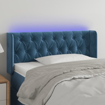 vidaXL Κεφαλάρι Κρεβατιού LED Σκούρο Μπλε 103x16x78/88cm Βελούδινο 1 τεμ.