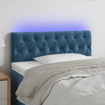 vidaXL Κεφαλάρι Κρεβατιού LED Σκούρο Μπλε 100x7x78/88cm Βελούδινο 1 τεμ.