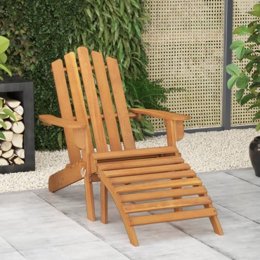 vidaXL Καρέκλα Κήπου Adirondack με Υποπόδιο από Μασίφ Ξύλο Ακακίας 75x84x90cm 1 τεμ.