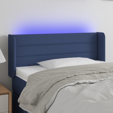 vidaXL Κεφαλάρι Κρεβατιού LED Μπλε 93x16x78/88cm Υφασμάτινο 1 τεμ.