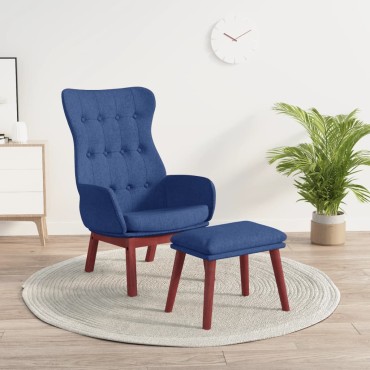 vidaXL Πολυθρόνα Relax Μπλε Υφασμάτινη με Υποπόδιο 70x77x94cm 1 τεμ.