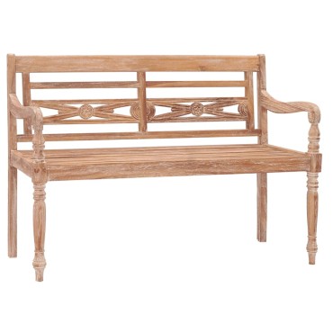vidaXL Παγκάκι Batavia Μασίφ Ξύλο Teak με Λευκό Φινίρισμα 120x51,5x84cm 1 τεμ.