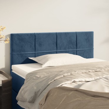vidaXL Κεφαλάρι Κρεβατιού Σκούρο Μπλε 90x5x78/88cm Βελούδινο 1 τεμ.