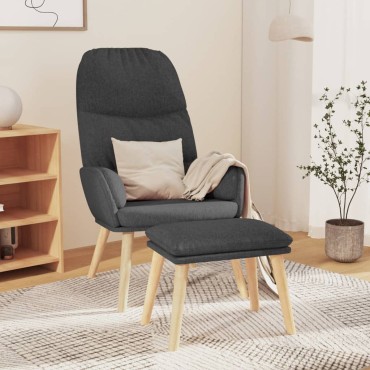 vidaXL Πολυθρόνα Relax Σκούρο Γκρι Υφασμάτινη με Σκαμπό 70x77x98cm 1 τεμ.