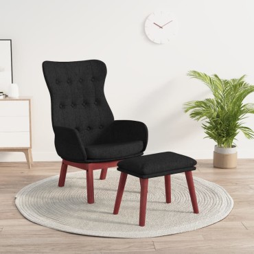 vidaXL Πολυθρόνα Relax Μαύρο Υφασμάτινη με Υποπόδιο 70x77x94cm 1 τεμ.
