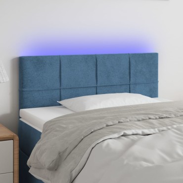 vidaXL Κεφαλάρι Κρεβατιού LED Σκούρο Μπλε 90x5x78/88cm Βελούδινο 1 τεμ.