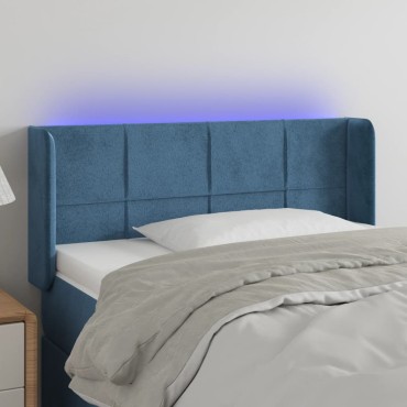 vidaXL Κεφαλάρι Κρεβατιού LED Σκούρο Μπλε 93x16x78/88cm Βελούδινο 1 τεμ.